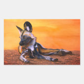 Autocollants rectangulaires pour chien sauvage afr (Devant)