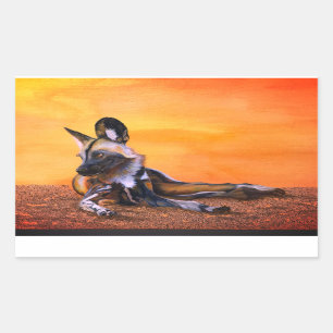 Autocollants rectangulaires pour chien sauvage afr