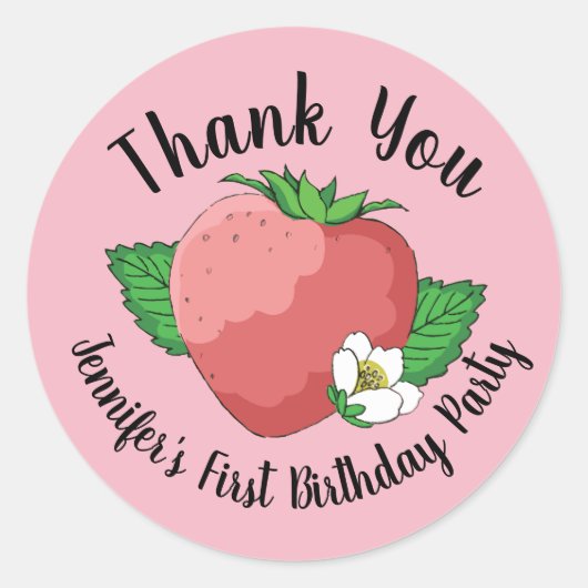 Autocollants réglables fraise fête d'anniversaire (Devant)