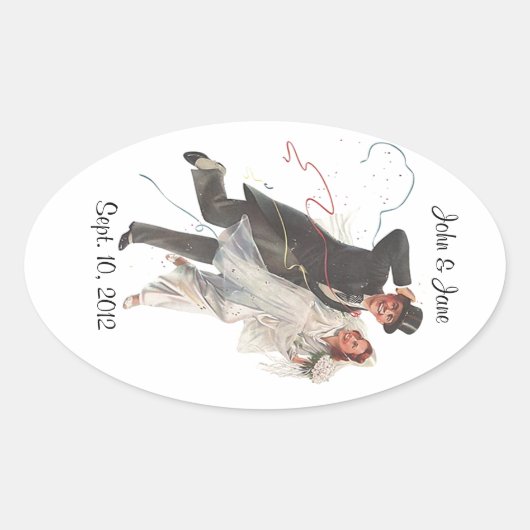 Autocollants Retro Bride & Groom Stickers personna (Devant)