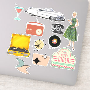 Autocollants rétro du milieu du siècle