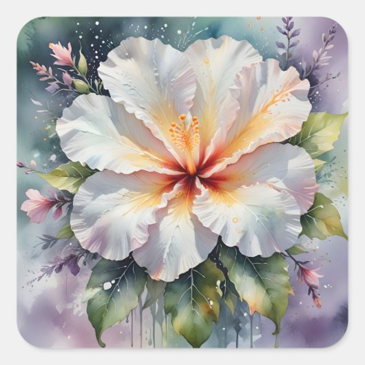 autocollants rêve d'hibiscus blanc (Devant)
