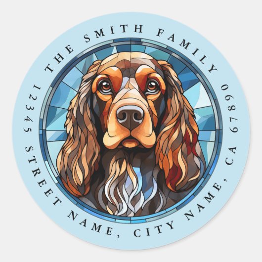 Autocollants ronds anglais Cocker Spaniel (Devant)