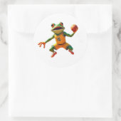 Autocollants ronds blancs grands Grenouille de bas (Sac)