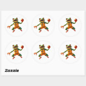 Autocollants ronds blancs grands Grenouille de bas (Feuille)