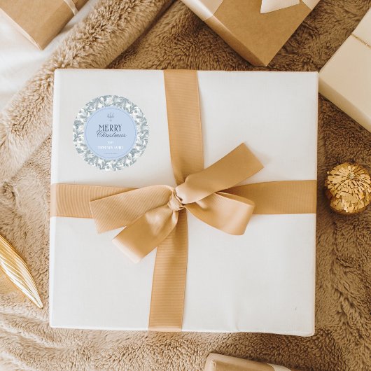 Autocollants Ronds Cadeaux de Noël en Pin Bleu Vin