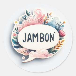Autocollants ronds classiques (Jambon)