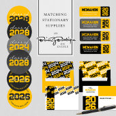 Autocollants ronds classiques jaune et noir de fin