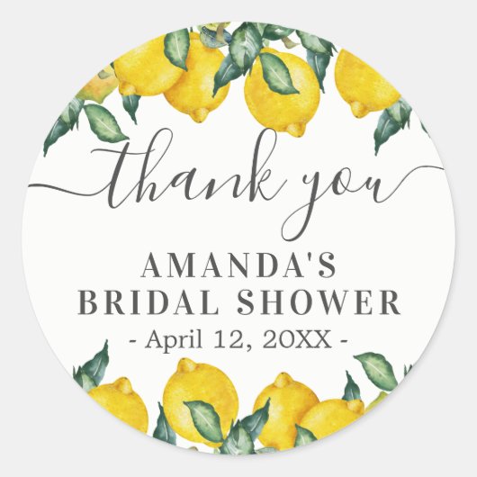 Autocollants ronds classiques Merci les citrons (Devant)