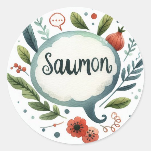 Autocollants ronds classiques (Saumon) (Devant)