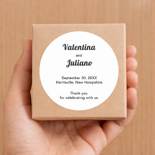 Autocollants Ronds de Mariage Noir & Blanc