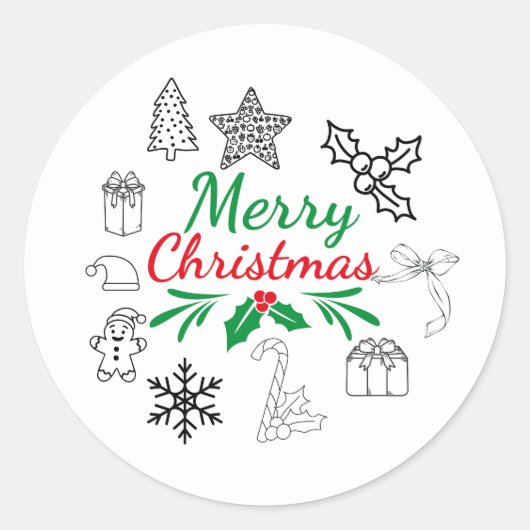 Autocollants ronds de Noël mignons (Devant)