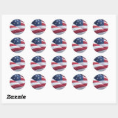 Autocollants Ronds Drapeau Américain (Feuille)
