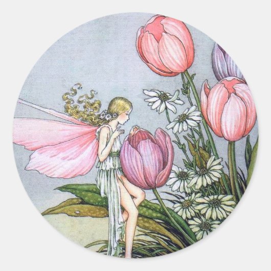 Autocollants ronds Fée et Tulipes (Devant)