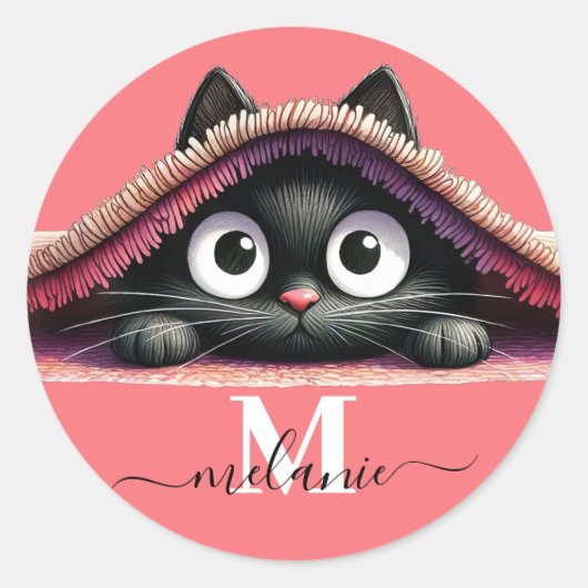 Autocollants Ronds Fille Monogramme Nom Script Cha (Devant)
