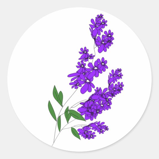 Autocollants Ronds Fleur Sauvage Violette (Devant)