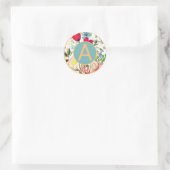 AUTOCOLLANTS RONDS FLEURS ET INITIALE (Sac)