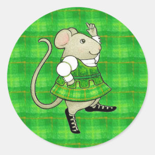 AUTOCOLLANTS RONDS GRANDS SOURIS JIG IRLANDAIS