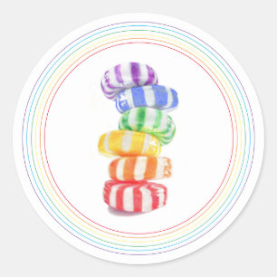 Autocollants Ronds GROS de BONBON ARC-EN-CIEL