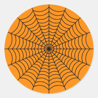 Autocollants ronds orange toile d'araignée noire H