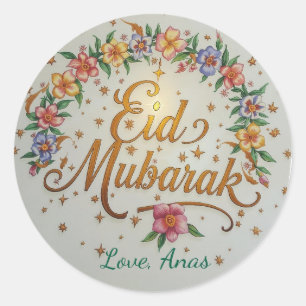 Autocollants Ronds Personnalisés Eid Mubarak