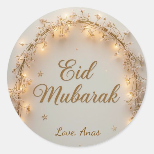 Autocollants Ronds Personnalisés Eid Mubarak (Devant)