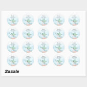 Autocollants Ronds pour Baby Shower Tortue de Mer (Feuille)