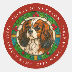 Autocollants ronds pour chien Cavalier King Charle