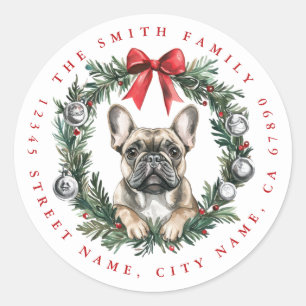 Autocollants ronds pour chien de taureau de Noël
