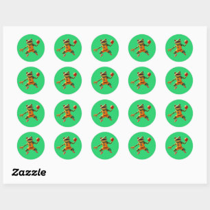Autocollants ronds verts petits Grenouille de bask