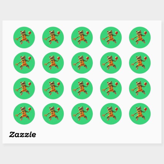 Autocollants ronds verts petits Grenouille de bask (Feuille)