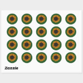 Autocollants ronds verts tournesol (Feuille)