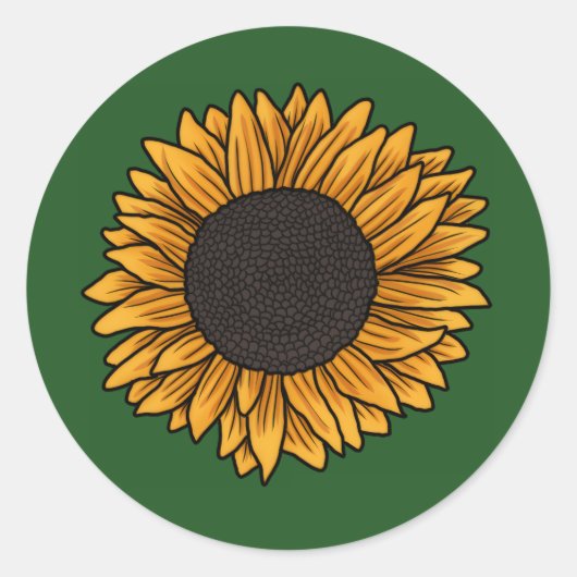 Autocollants ronds verts tournesol (Devant)