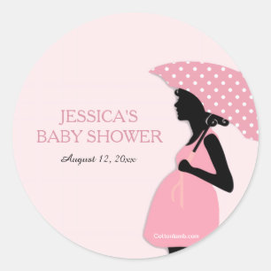 Autocollants roses de baby shower de parapluie de
