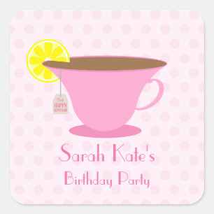 Autocollants roses de fête d'anniversaire de tasse