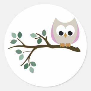 Autocollants roses de hibou