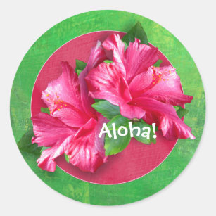 Autocollants roses de ketmie de Hawaïen Aloha