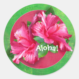 Autocollants roses de ketmie de Hawaïen Aloha