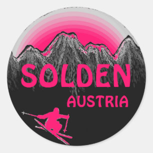 Autocollants roses de logo d'art de ski de Solden