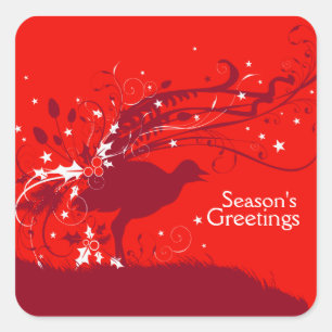 Autocollants rouges de Noël de carré de