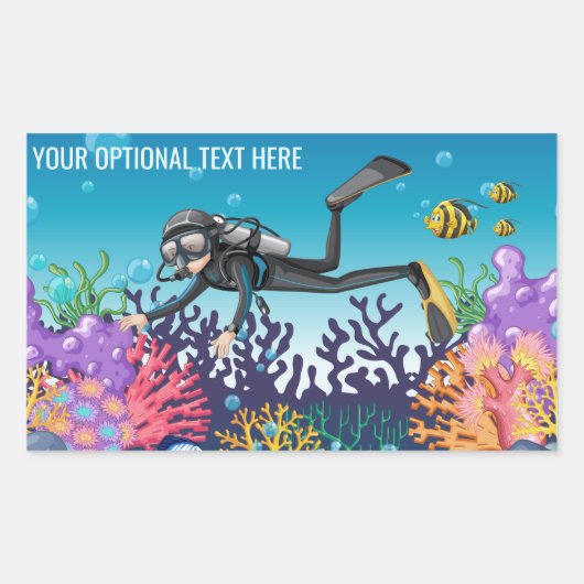 Autocollants Scuba Diver texte personnalisé (Devant)