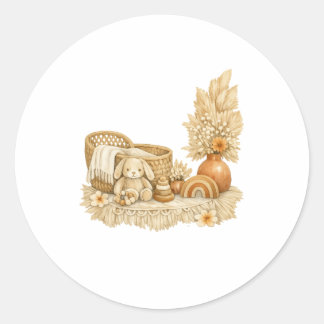 Autocollants simples pour Baby Shower Bohème aquar