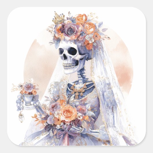 Autocollants squelette à l'aquarelle pour Hallowee (Devant)