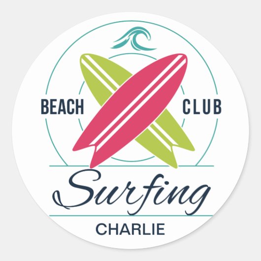 Autocollants Surfer de nom personnalisé (Devant)