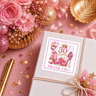 Autocollants Tendances Rose Pailletés 30e Annivers
