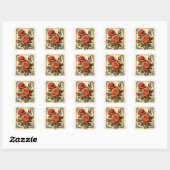 Autocollants timbres Rétro Romantiques (Feuille)