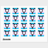 Autocollants Trans Pride - arrondi, avec symbole (Feuille)
