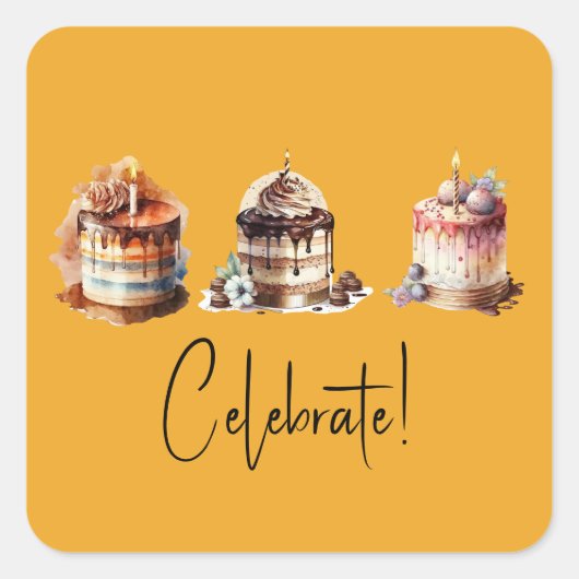 Autocollants Trio Gâteau de Célébration (Devant)