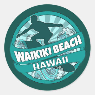 Autocollants turquoises de logo de surfer d'Hawaï