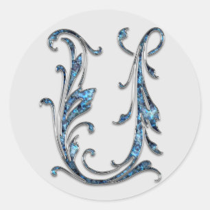 autocollants U initiaux monogramme